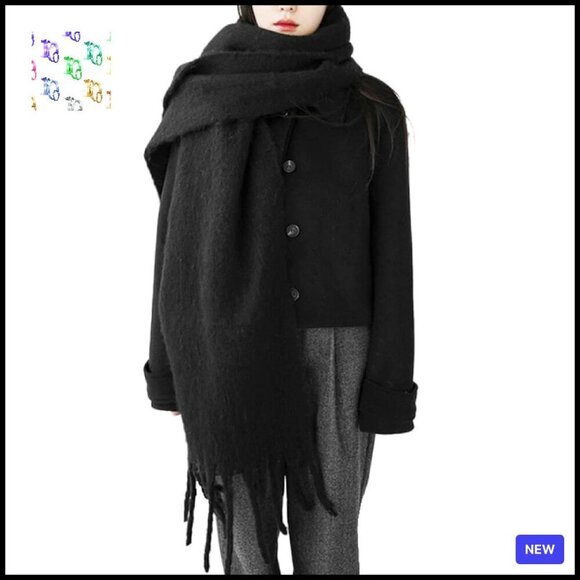 Accessories - Chunky Winter Scarf Oversized Shawl Wrap Soft Polyester Elegant Chic Accessory
